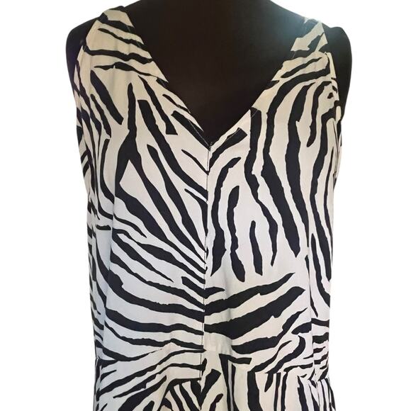 Y2K Zebra Print V Neck Midi Slip Dress L Funky Maximalist Festival Edgy Feminine - Picture 2 of 9